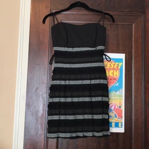 Black and grey strapless dress